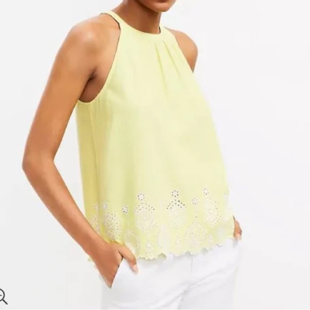 LOFT Yellow Eyelet Halter Top - NEW WITH TAGS